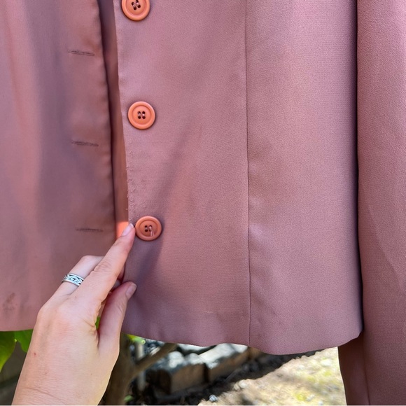 Vintage 90s Mauve Mesh Lace Butterly Back Copped Blazer Jacket 🌿 - Picture 9 of 15